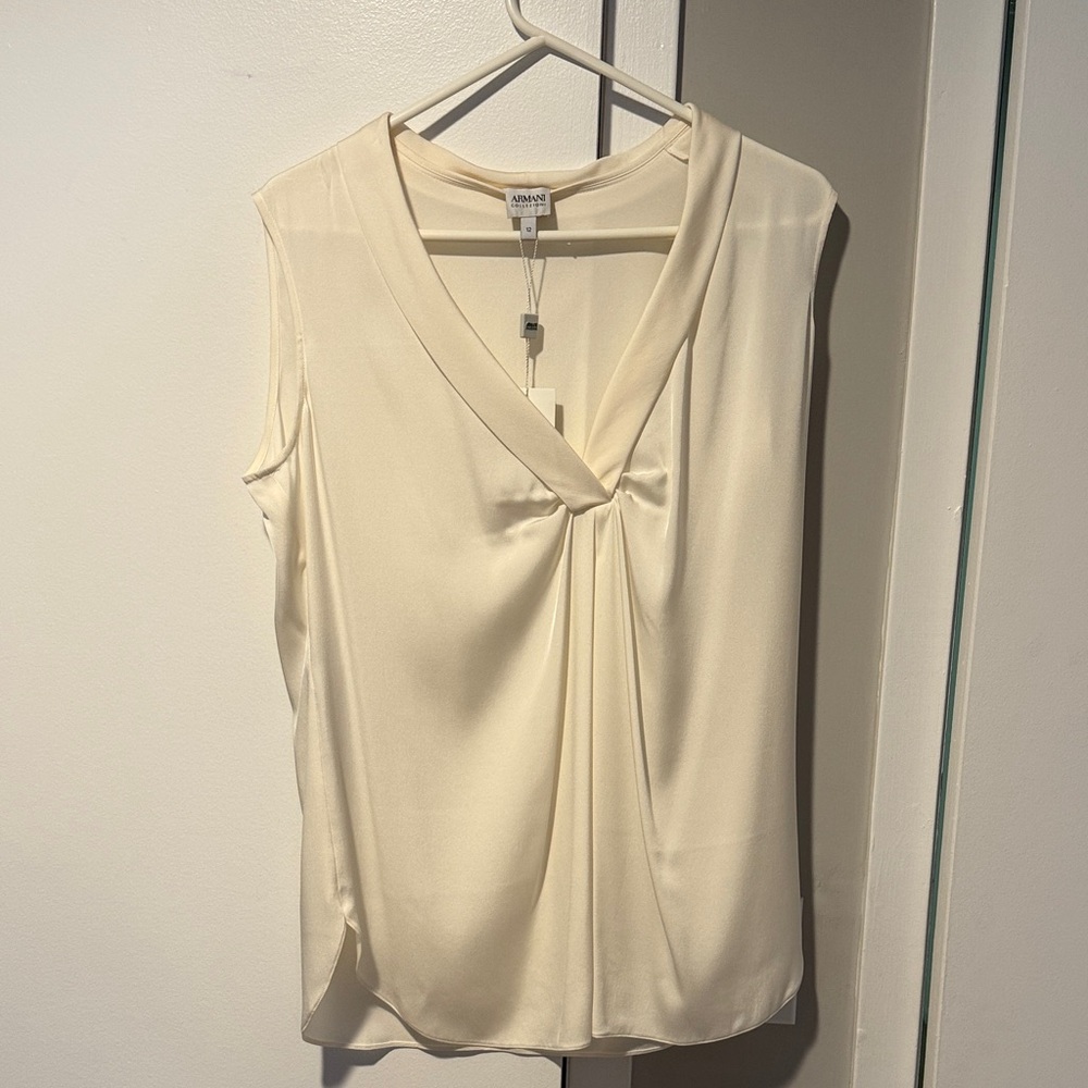 Armani Collezioni Cream Sleeveless Blouse
